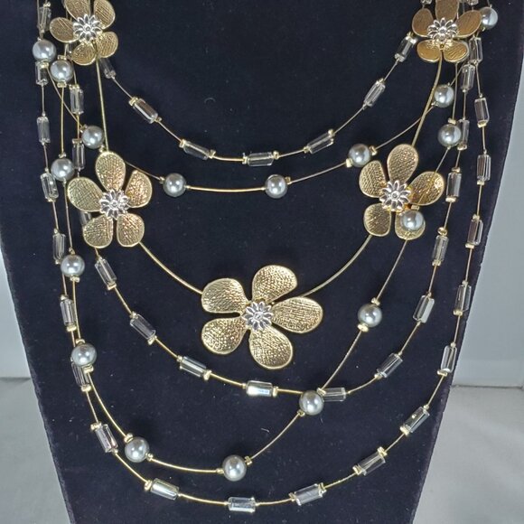 Ali Khan gold-toned multi-strand necklace featuring six layers - Picture 3 of 9
